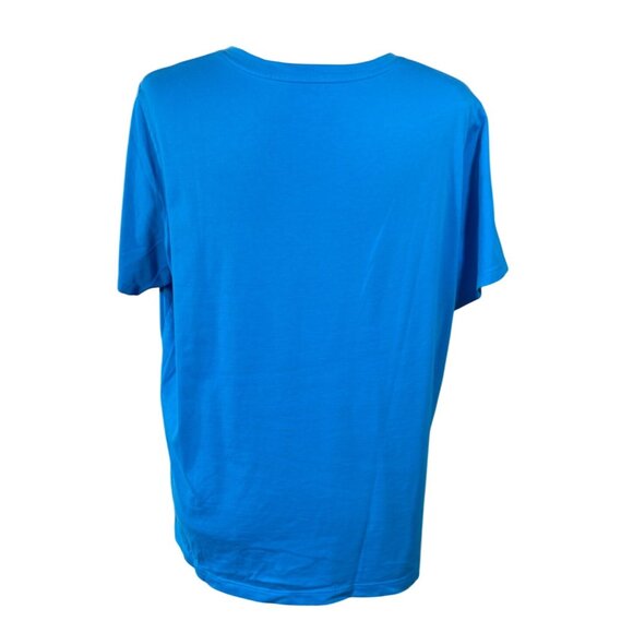 Lands End Supima Cotton T-Shirt Women's Blue Size L large Short Sleeve V-Neck - Picture 3 of 6